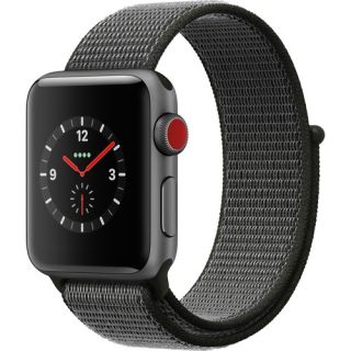 Refurbished Apple Watch Series 3 GPS Cellular Space Grey Aluminium 38MM Black Sport Band EE B Mac4sale